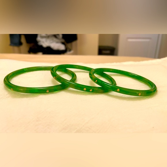 Mark Davis green bakelite bangle - set of 3 - Picture 3 of 7